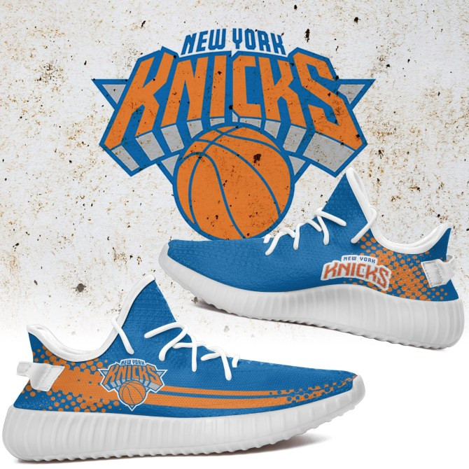 NBA New York Knicks Blue Orange Yeezy Boost Sneakers Shoes ah-yz-0707