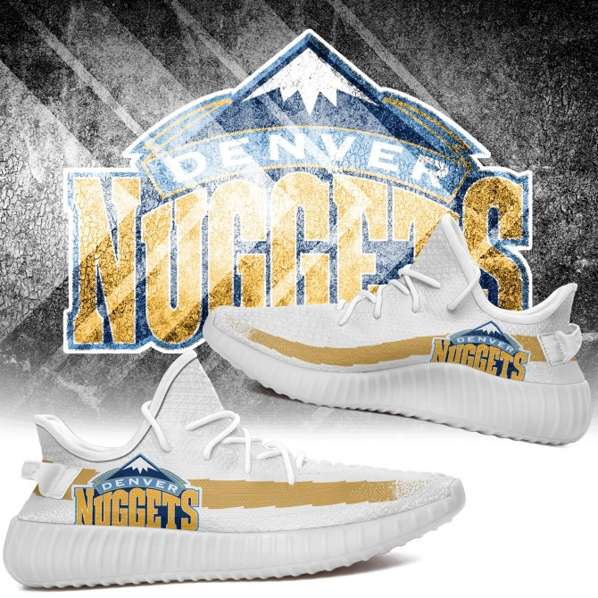 NBA Denver Nuggets White Yellow Yeezy Boost Sneakers Shoes ah-yz-0707