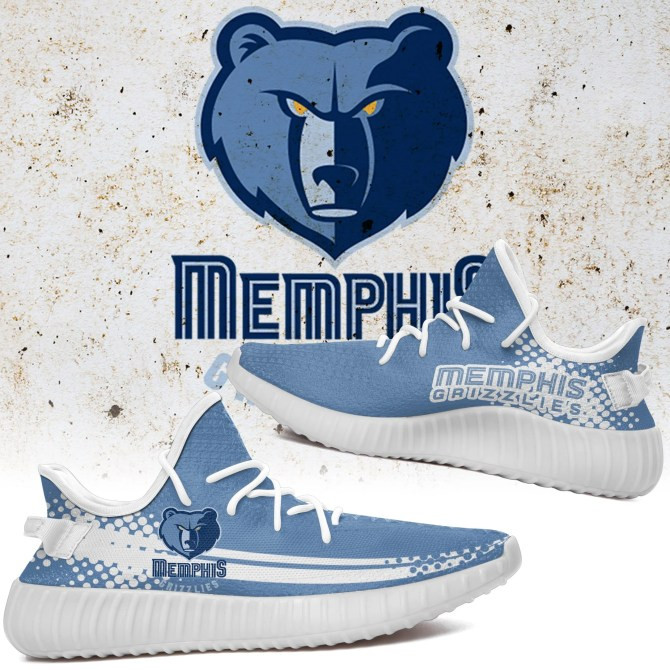 NBA Memphis Grizzlies Blue White Yeezy Boost Sneakers Shoes ah-yz-0707