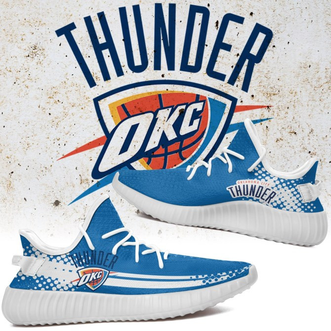 NBA Oklahoma City Thunder Blue White Yeezy Boost Sneakers Shoes ah-yz-0707
