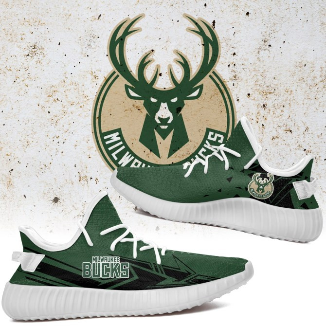 NBA Milwaukee Bucks Green Black Arrow Yeezy Boost Sneakers Shoes ah-yz-0707