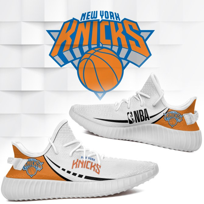 NBA New York Knicks White Orange Yeezy Boost Sneakers V3 Shoes ah-yz-0707