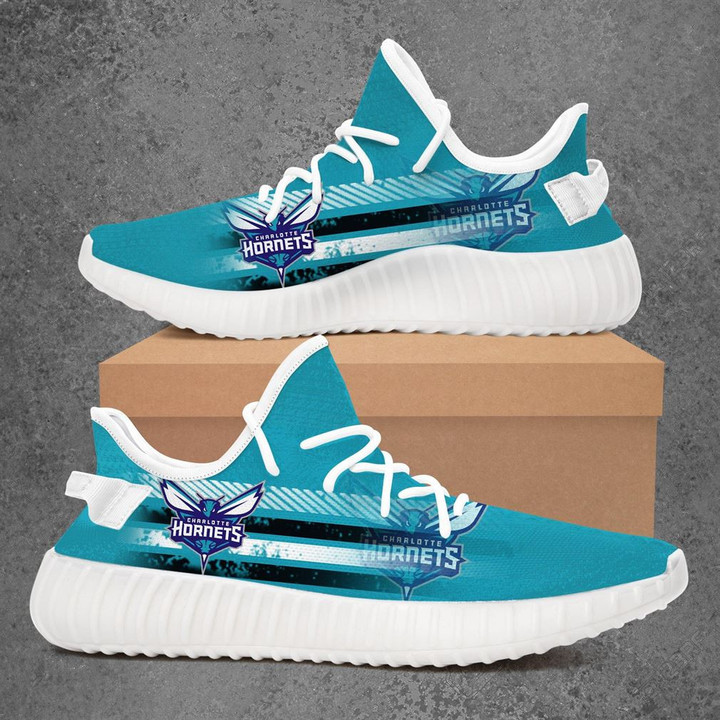 NBA Charlotte Hornets Teal Edition Yeezy Boost Sneakers Shoes ah-yz-0707