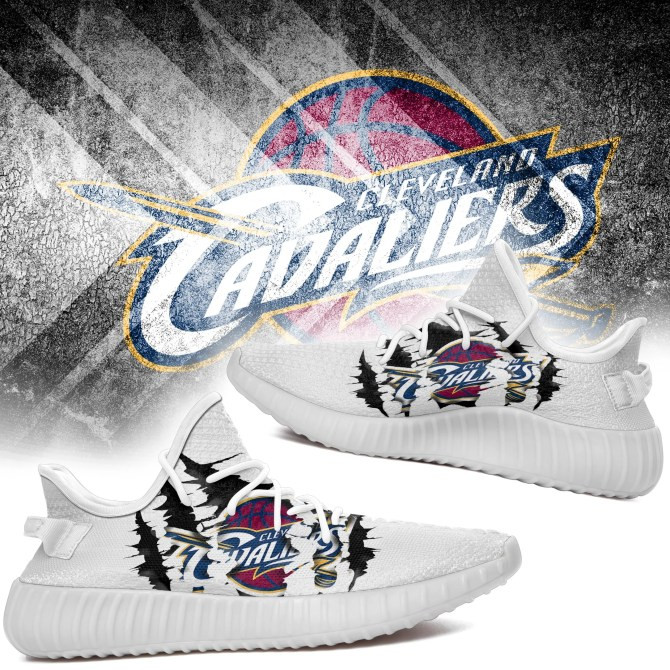 NBA Cleveland Cavaliers White Scratch Yeezy Boost Sneakers Shoes ah-yz-0707