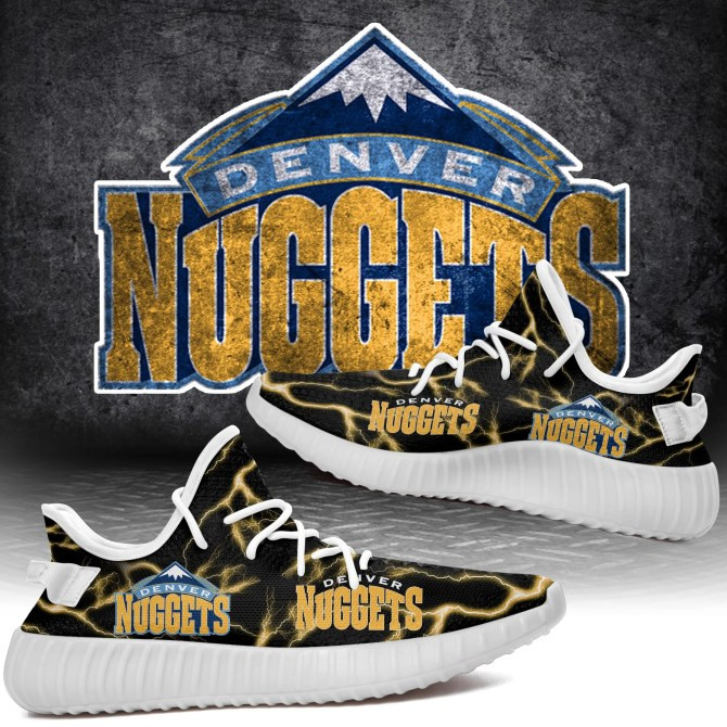 NBA Denver Nuggets Yellow Black Lightning Yeezy Boost Sneakers Shoes ah-yz-0707