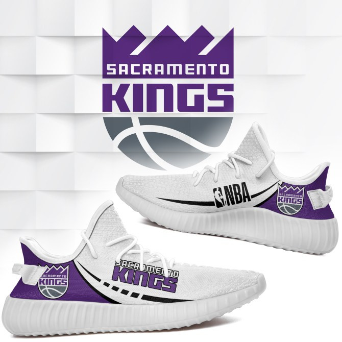 NBA Sacramento Kings White Purple Yeezy Boost Sneakers V3 Shoes ah-yz-0707