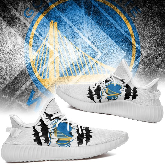 NBA Golden State Warriors White Scratch Yeezy Boost Sneakers Shoes ah-yz-0707