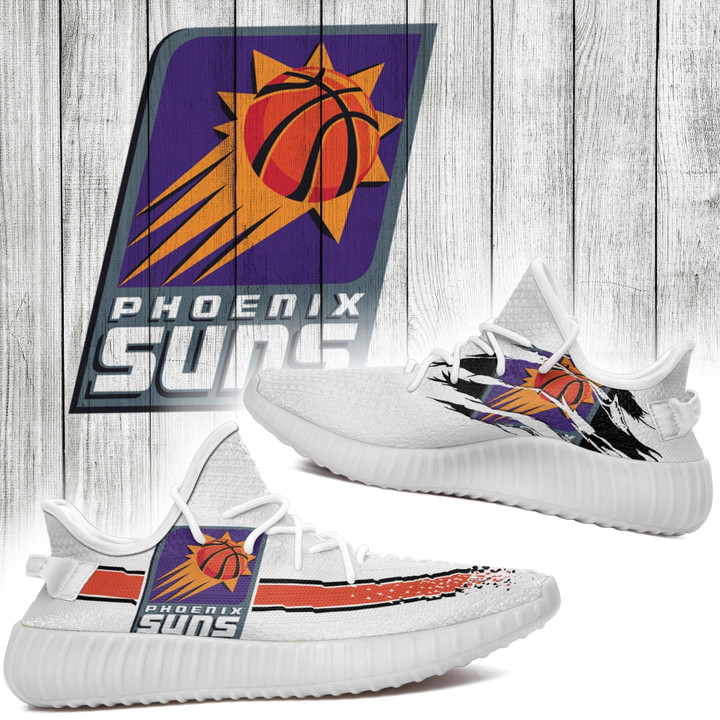 NBA Phoenix Suns White Orange Scratch Yeezy Boost Sneakers Shoes ah-yz-0707