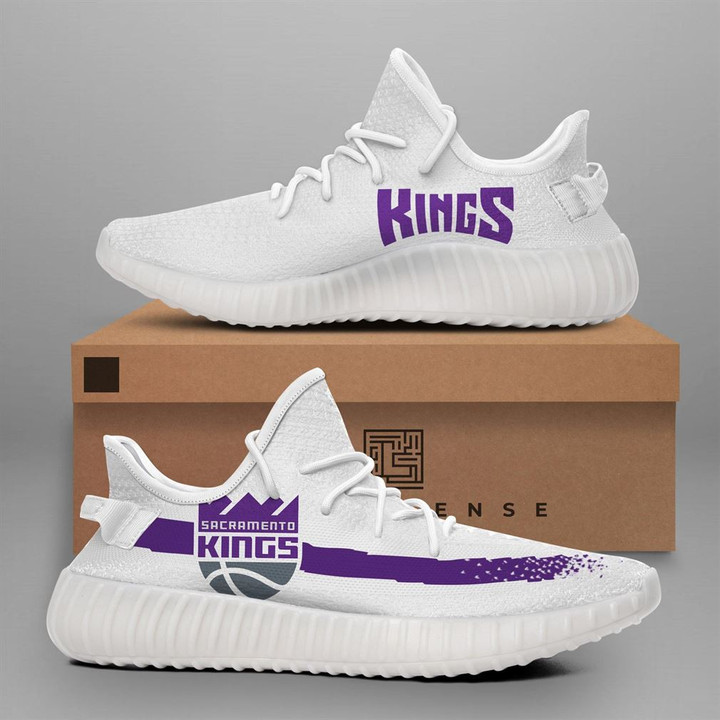 NBA Sacramento Kings White Purple Yeezy Boost Sneakers V4 Shoes ah-yz-0707