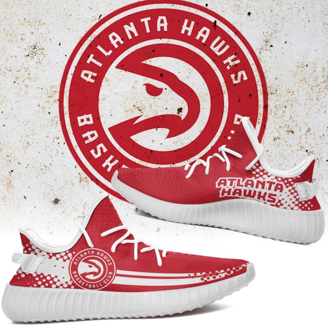 NBA Atlanta Hawks Red White Yeezy Boost Sneakers Shoes ah-yz-0707