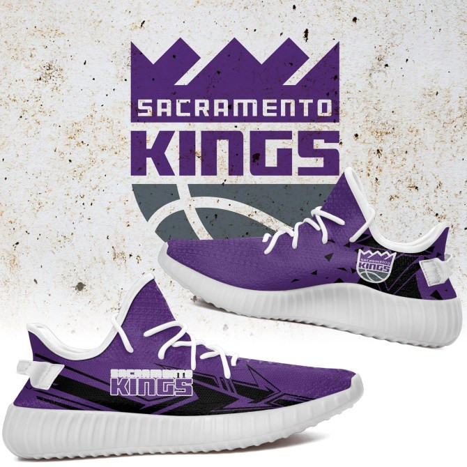 NBA Sacramento Kings Purple Black Arrow Yeezy Boost Sneakers Shoes ah-yz-0707