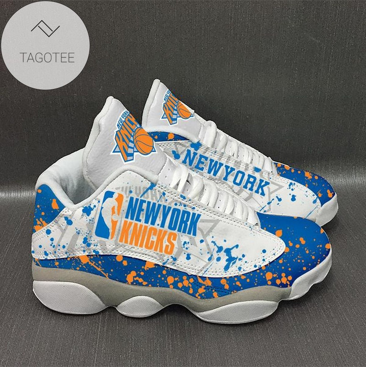 NBA New York Knicks White Blue Brushes Air Jordan 13 Shoes ah-jd13-0707