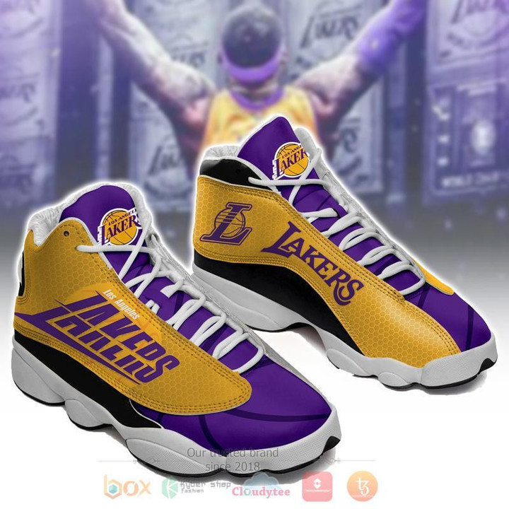 NBA Los Angeles Lakers Purple Gold Air Jordan 13 Shoes V3 ah-jd13-0707