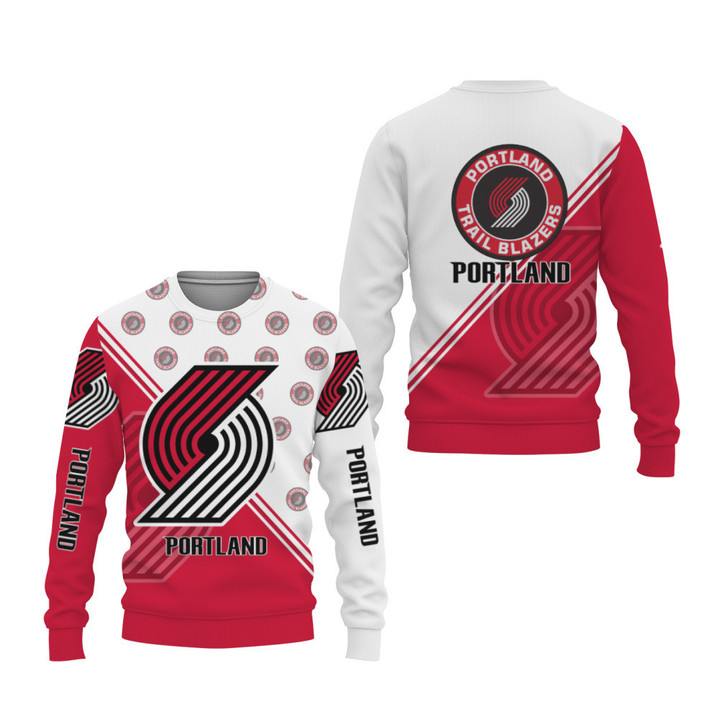 NBA Portland Trail Blazers Red White Half Sweatshirt AOP Shirt ath-sw-0807