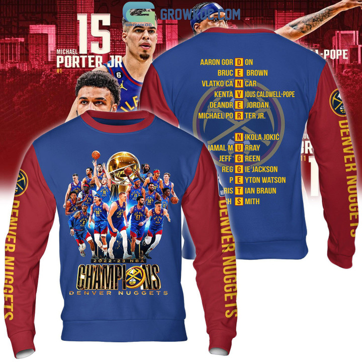 NBA Denver Nuggets Blue Red 2023 Champions Sweatshirt AOP Shirt ath-sw-0807