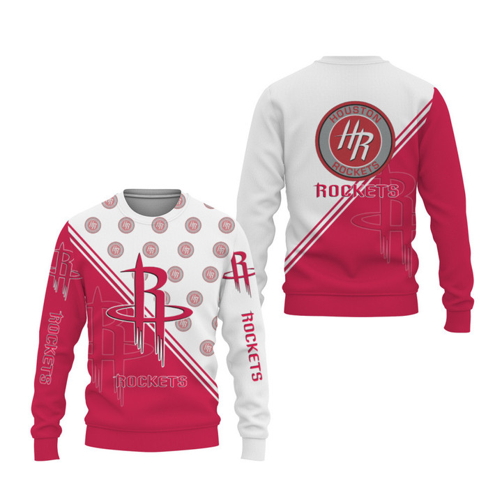 NBA Houston Rockets White Red Sweatshirt V4 AOP Shirt ath-sw-0807