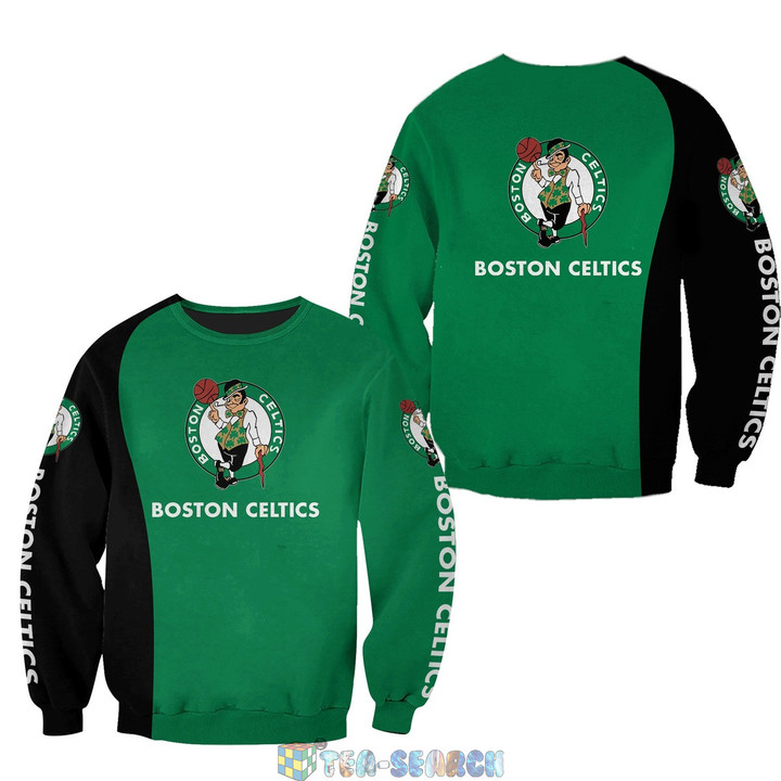 NBA Boston Celtics Green Black Sweatshirt V8 AOP Shirt ath-sw-0807