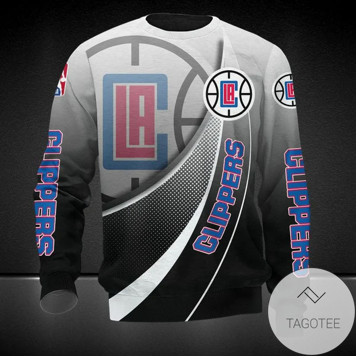 NBA Los Angeles Clippers Black White Gradient Curves Sweatshirt AOP Shirt ath-sw-0807