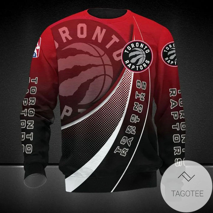 NBA Toronto Raptors Red Black Gradient Curves Sweatshirt AOP Shirt ath-sw-0807