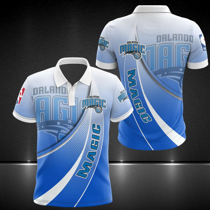 NBA Orlando Magic Blue Gradient Curves Polo Shirt ath-pol-0807