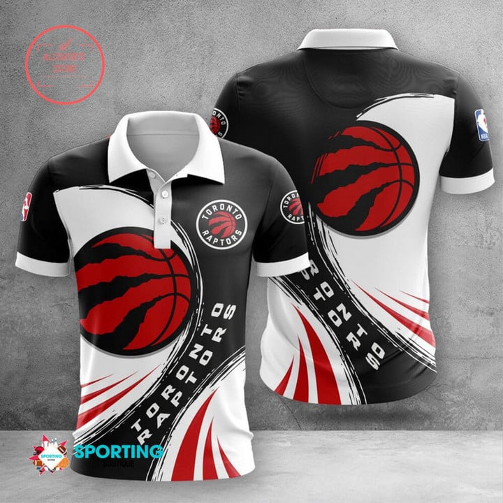 NBA Toronto Raptors Black White Polo Shirt V11 ath-pol-0807