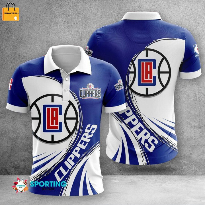 NBA Los Angeles Clippers White Blue Polo Shirt ath-pol-0807
