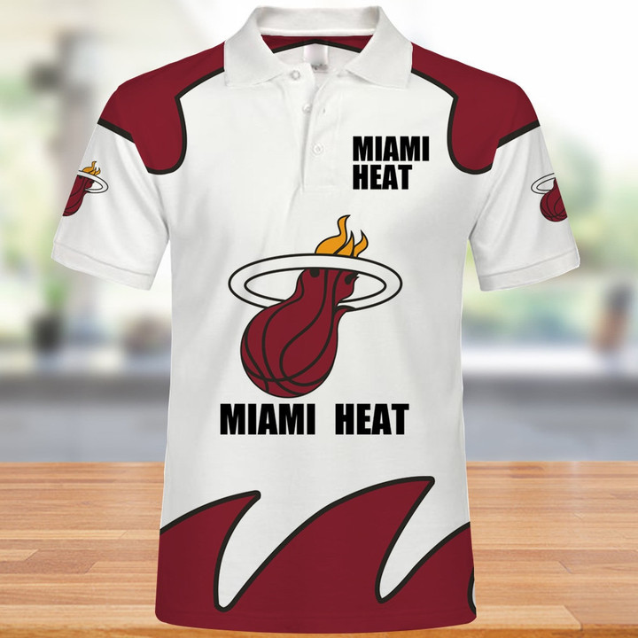 NBA Miami Heat White Red Polo Shirt ath-pol-0807