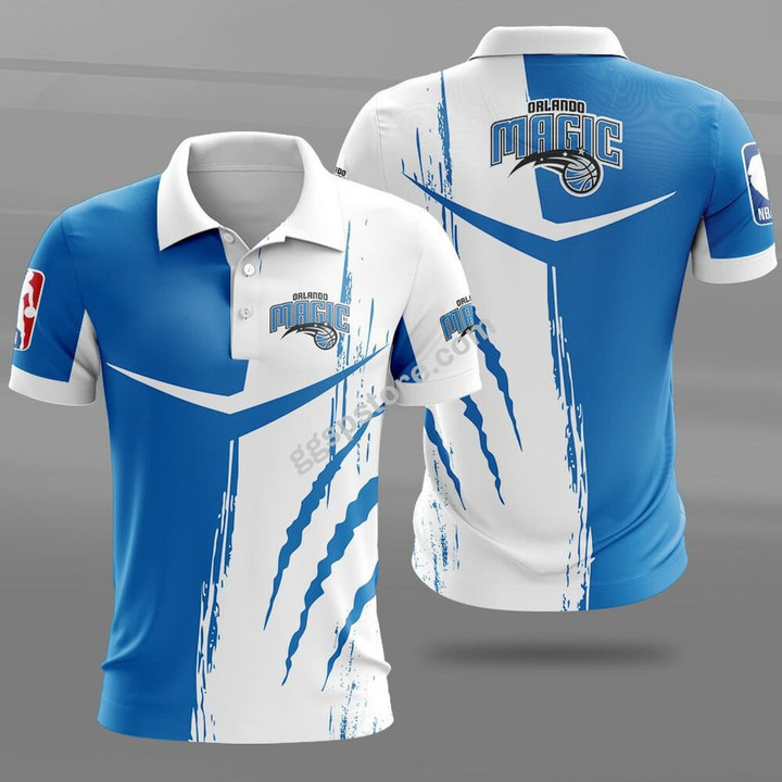 NBA Orlando Magic Blue White Scratch Polo Shirt V11 ath-pol-0807