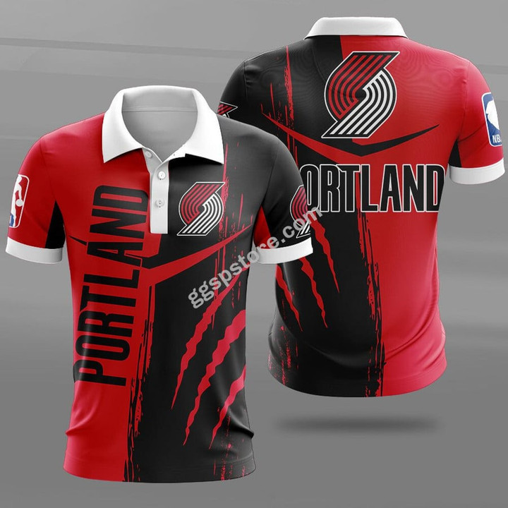 NBA Portland Trail Blazers Red Black Scratch Polo Shirt ath-pol-0807