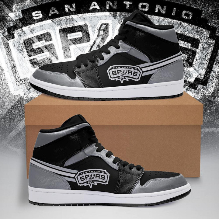 Air JD Hightop Shoes NBA San Antonio Spurs Black Silver Air Jordan 1 High Sneakers ath-jdhightop-1007