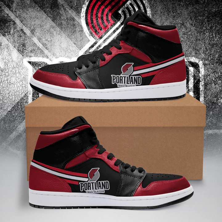 Air JD Hightop Shoes NBA Portland Trail Blazers Red Black Air Jordan 1 High Sneakers V2 ath-jdhightop-1007