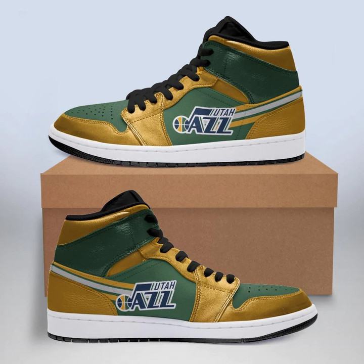 Air JD Hightop Shoes NBA Utah Jazz Yellow Green Air Jordan 1 High Sneakers ath-jdhightop-1007