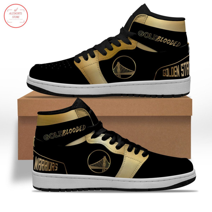 Air JD Hightop Shoes NBA Golden State Warriors Black Gold Blooded Air Jordan 1 High Sneakers ath-jdhightop-1007
