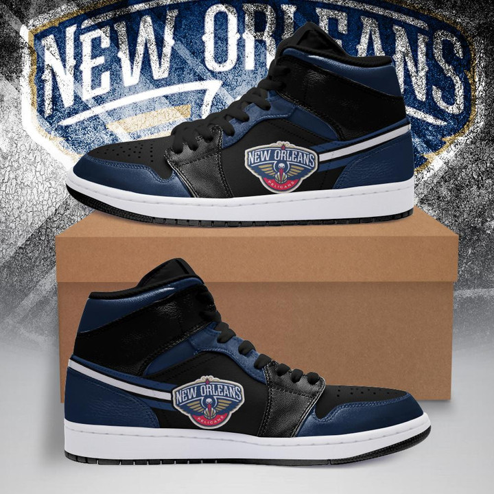 Air JD Hightop Shoes NBA New Orleans Pelicans Black Navy Air Jordan 1 High Sneakers ath-jdhightop-1007