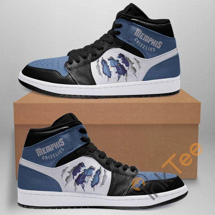 Air JD Hightop Shoes NBA Memphis Grizzlies Blue Black Scratch Air Jordan 1 High Sneakers ath-jdhightop-1007