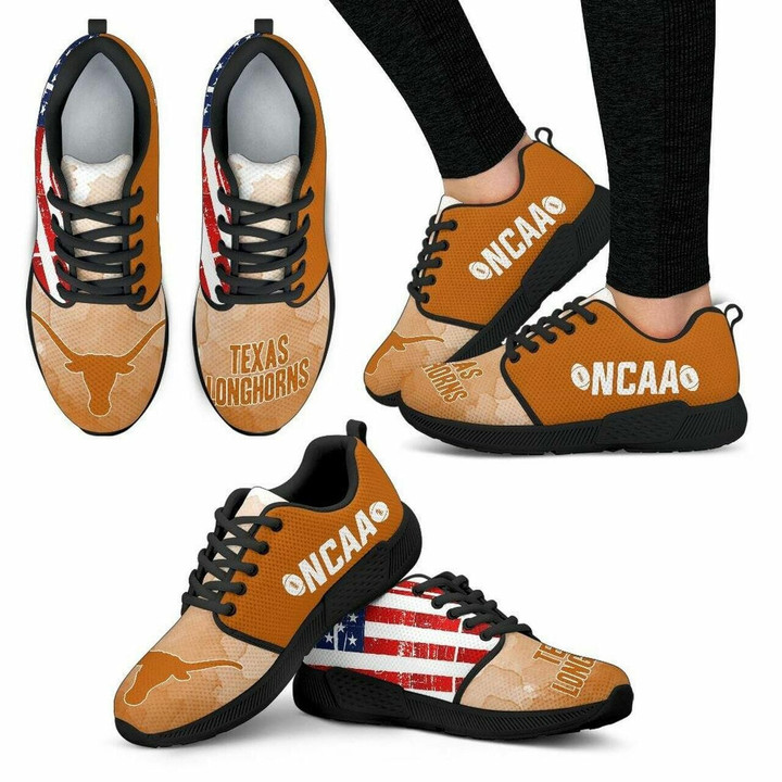 NCAA Texas Longhorns American Flag Orange Running Shoes