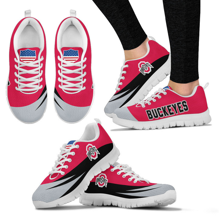 NCAA Ohio State Buckeyes Red Gray Running Shoes