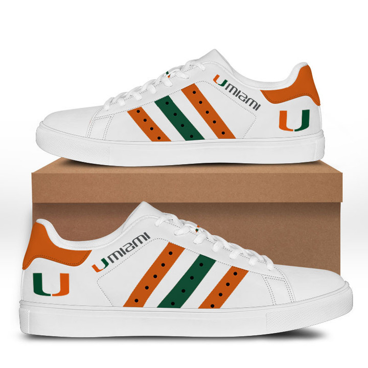 NCAA Miami Hurricanes White Orange Stan Smith Shoes
