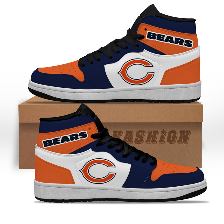 Air JD Hightop Shoes NFL Chicago Bears Blue White Orange Sneaker Air Jordan 1 High Sneakers