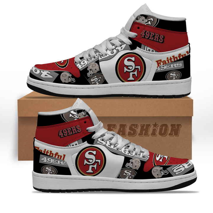 Air JD Hightop Shoes NFL San Francisco 49ers Red Grey Hat Air Jordan 1 High Sneakers