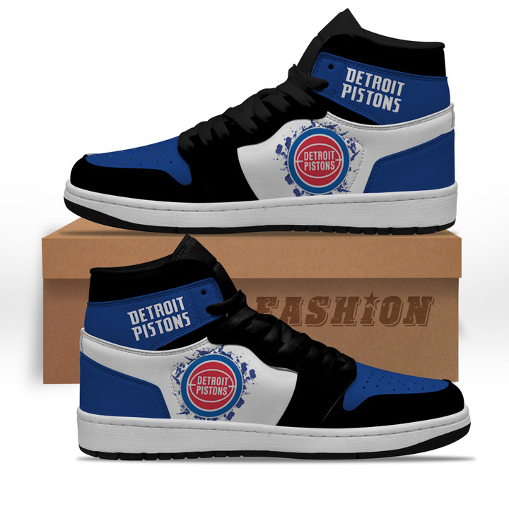Air JD Hightop Shoes NBA Detroit Pistons Blue Black Air Jordan 1 High Sneakers