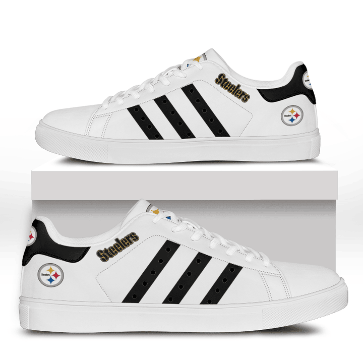 NFL Pittsburgh Steelers White Black Stripes Stan Smith Shoes