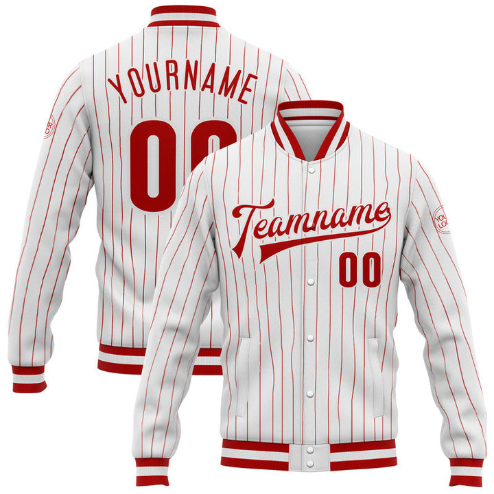 Customized Sports Team Name Number Custom Pinstripe Baseball Jacket