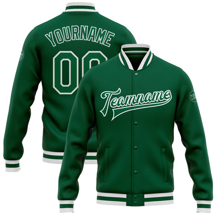 Customized Sports Team Name Number Custom Green Varsity Baseball Jacket