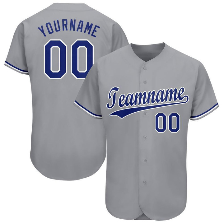 Custom Gray Royal-White Baseball Jersey Shirt Custom Your Team Name Number For Men Women Kid 511513