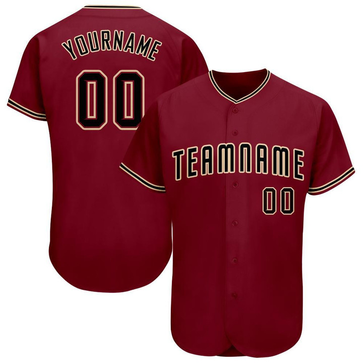 Custom Crimson Black-Khaki Baseball Jersey Shirt Custom Your Team Name Number For Men Women Kid 511513