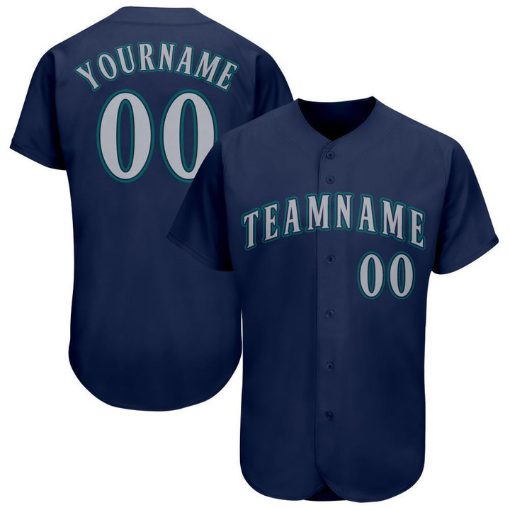 Custom Navy Gray-Aqua Baseball Jersey Shirt Custom Your Team Name Number For Men Women Kid 511513
