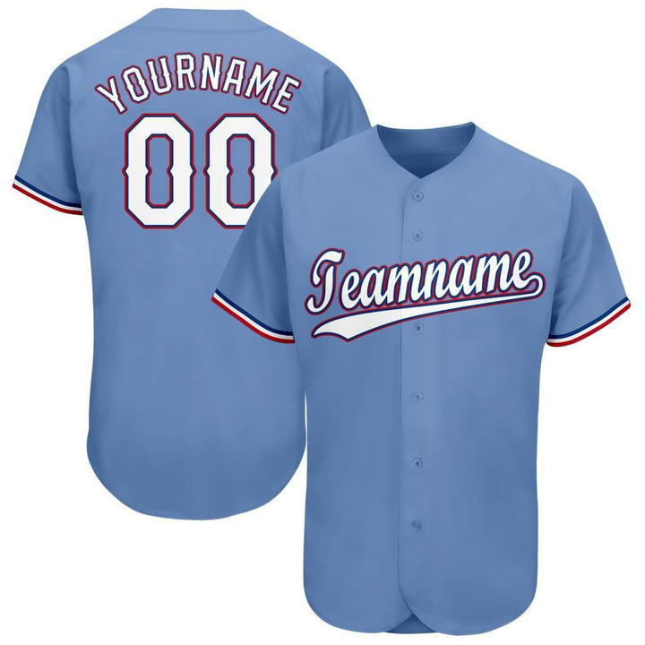 Custom Light Blue White-Red Baseball Jersey Shirt Custom Your Team Name Number For Men Women Kid 511513