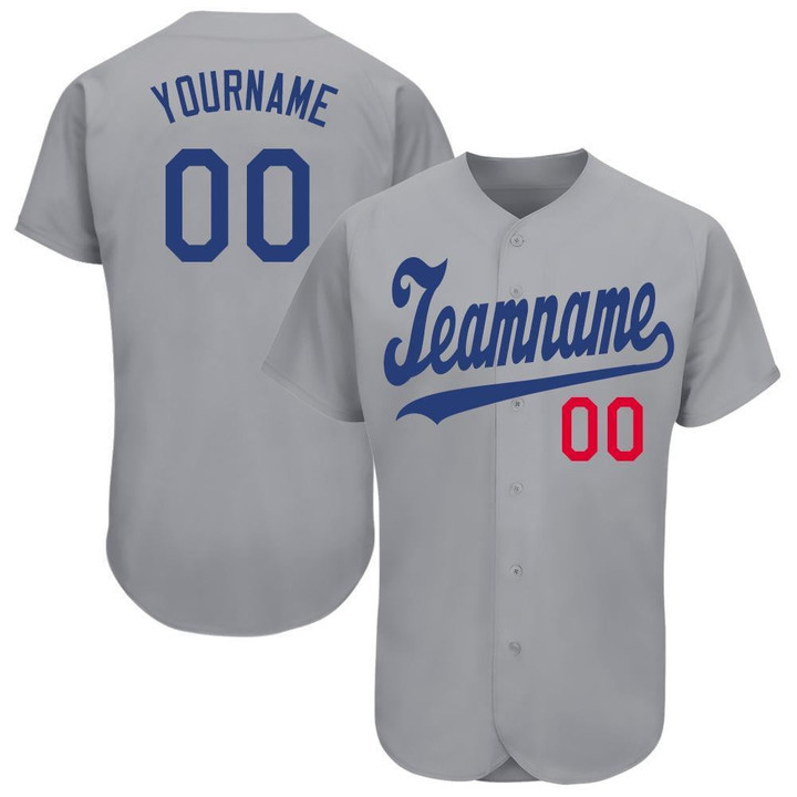 Custom Gray Royal-Red Baseball Jersey Shirt Custom Your Team Name Number For Men Women Kid 511513
