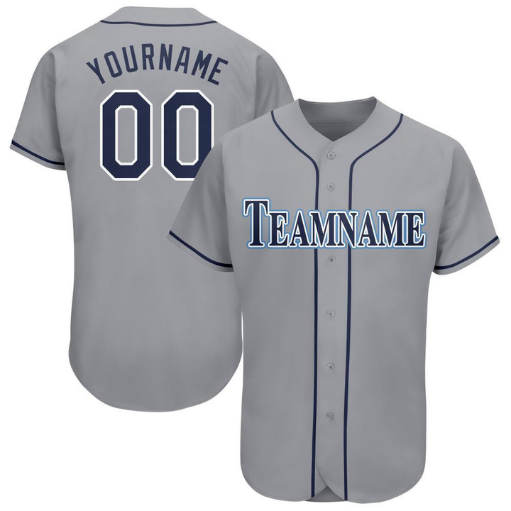 Custom Gray Navy-Powder Blue Baseball Jersey Shirt Custom Your Team Name Number For Men Women Kid 511513
